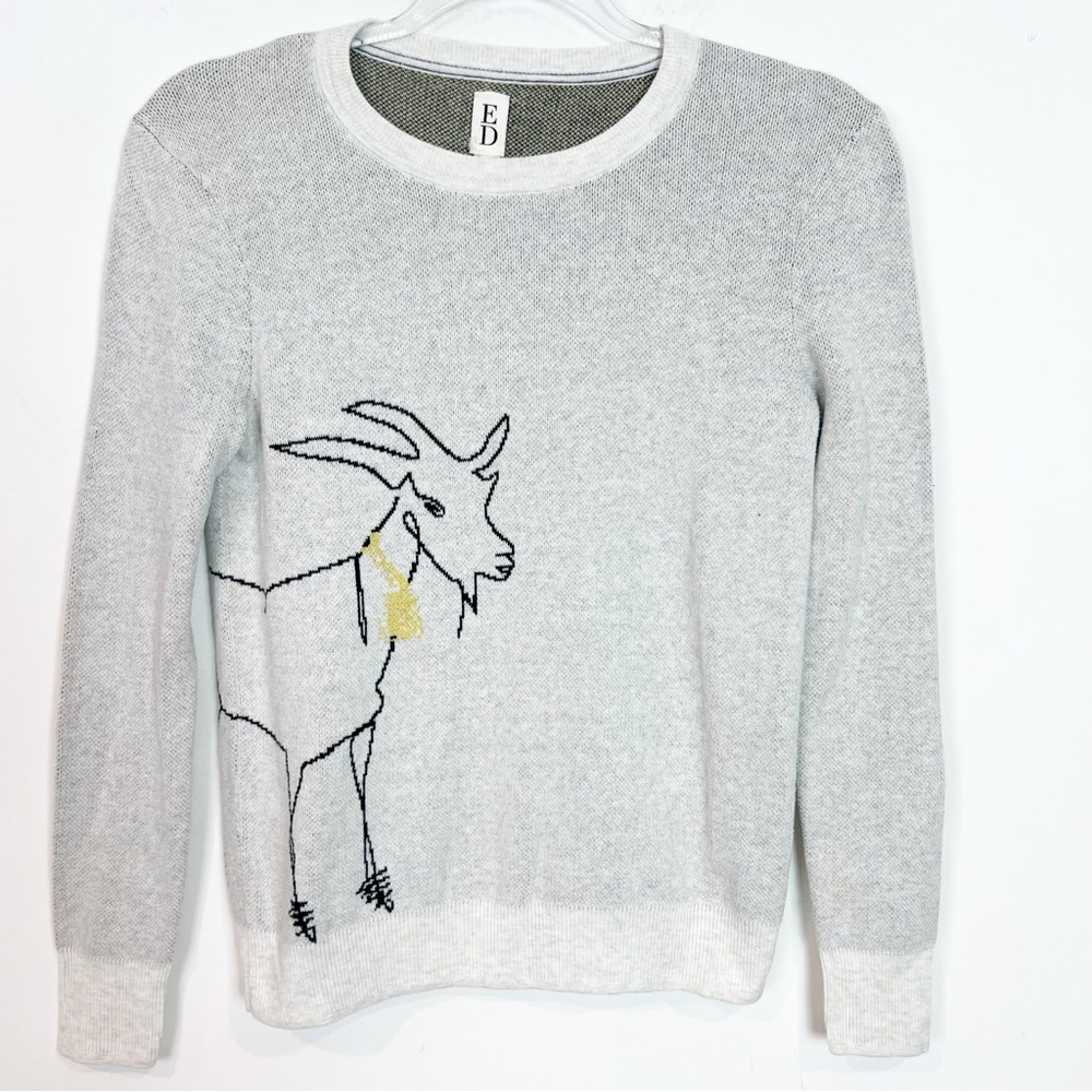 ED ELLEN DEGENERES GRAY LONG SLEEVE SWEATER WITH GOAT WOMENS SZ XS